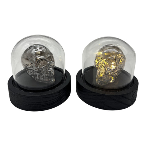 LED Glaskugel Totenkopf 8.5x8.5x8 cm