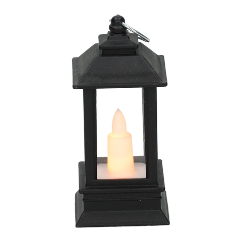 Laterne 9cm Schwarz mit Kerze