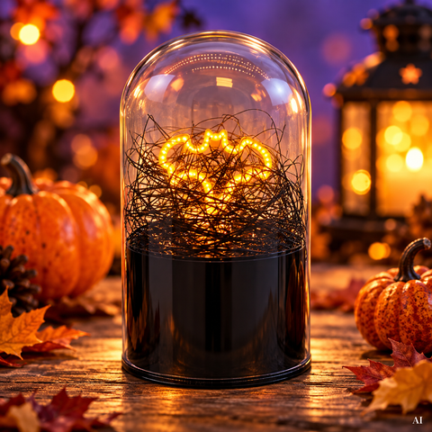 LED Glasglocke Halloween 7x7x12 cm
