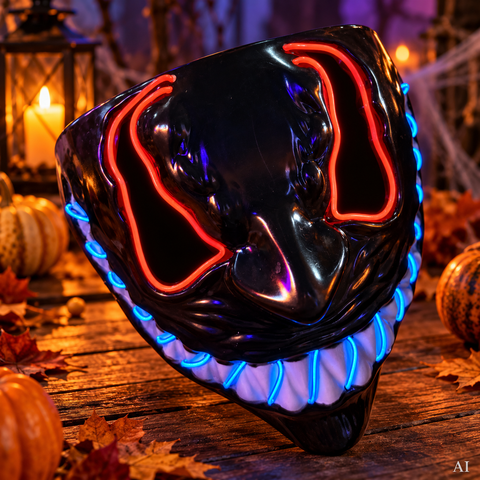 LED Maske "Grin Phantom" Red-Blue