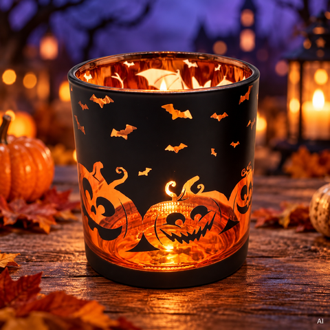 Glaswindlicht Halloween 7x7x8 cm klein
