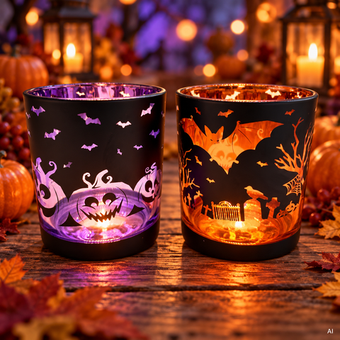 Glaswindlicht Halloween 9x9x10 cm mittel