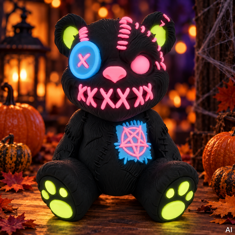 Horror Tier sitzend "Glow in the Dark" groß
