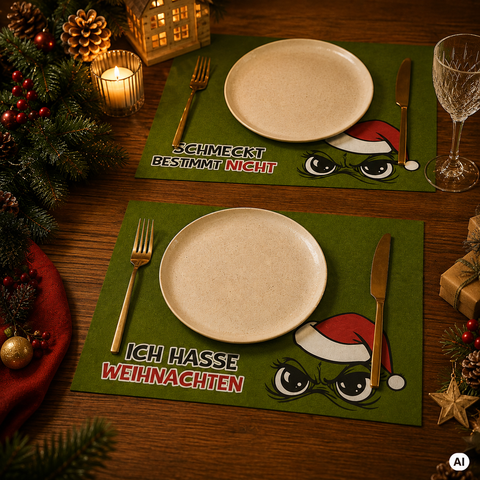 Platz-Set "Ich hasse Weihnachten" / "Schmeckt bestimmt nicht"