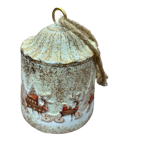 Rentierglocke aus Metall mit Anhänger 14x14x17.5cm mehrfarbig