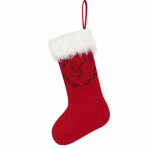 Weihnachtsstrumpf aus Filz mit Rentiermotiv – 25 × 45 cm