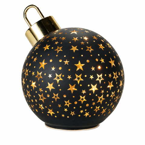 LED Weihnachtskugel Glas 15cm 15 LED warmweiß Timer