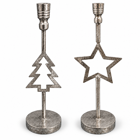 Kerzenhalter 51cm silber Baum/Stern