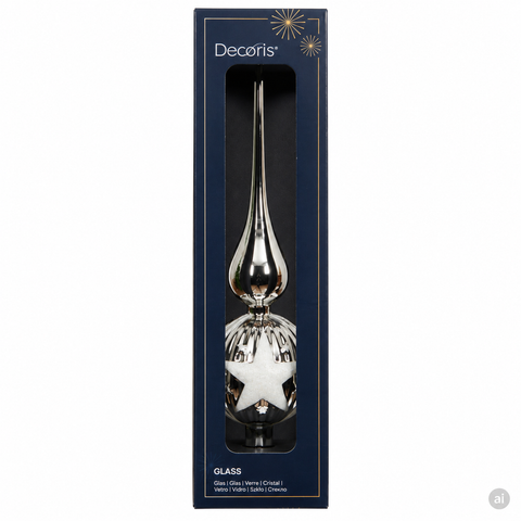 Baumspitze Glas silber 8x31cm
