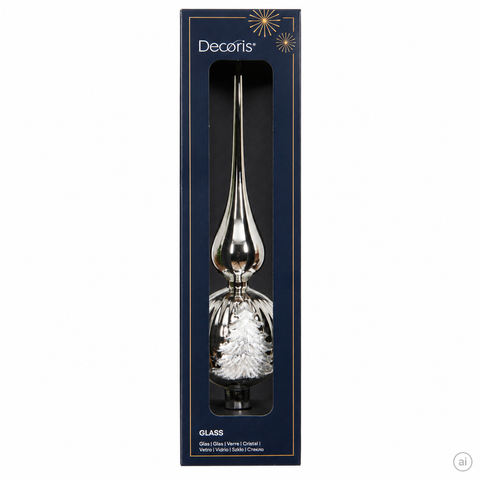 Baumspitze Glas silber 8x31cm