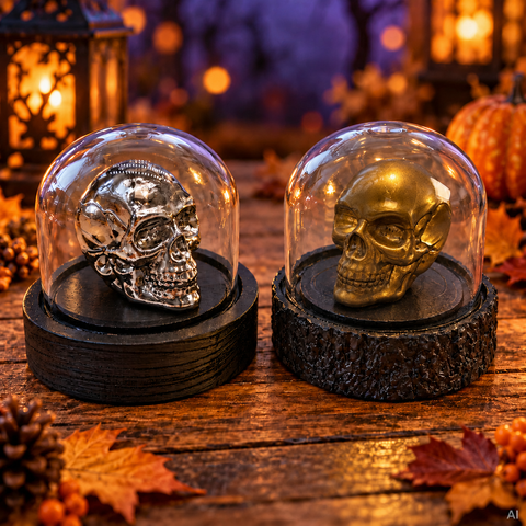 LED Glaskugel Totenkopf 8.5x8.5x8 cm