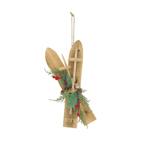 Ski-Anhänger aus Pappelholz 17.5x6x38cm natur