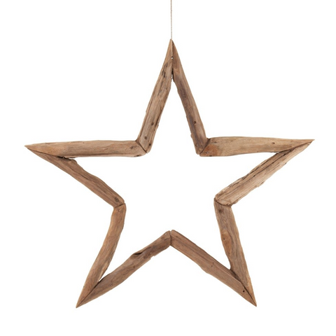 Stern aus Teakholz 60cm natur