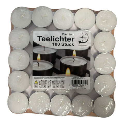 Teelichter 100 stk mit warmen flammen in reihen auf dunklem hintergrund für stimmungsvolle beleuchtung