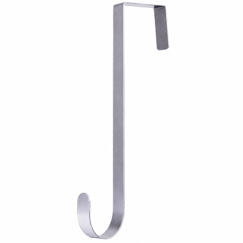 Silberner metallischer türkranz haken mit schlankem minimalistischen design zum über die tür hängen