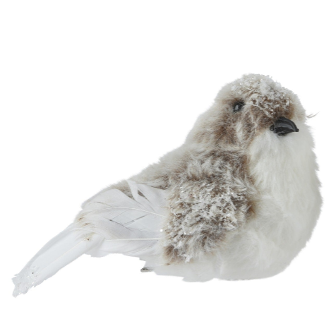 Vogel Fell auf Clip braun 12x6x8cm
