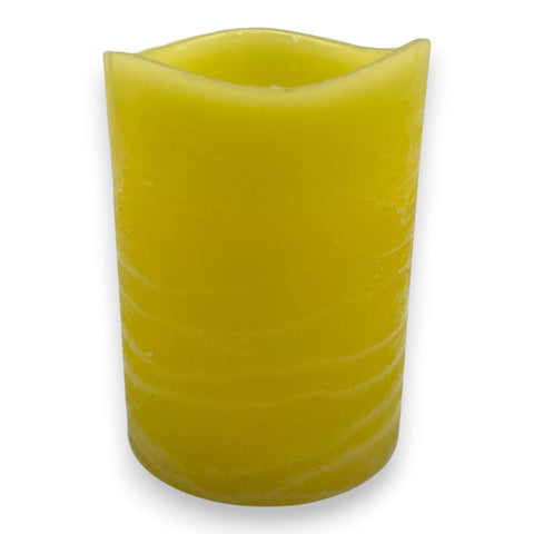 Led-kerze parvo gelb 7x10cm mit lebendig gelber zylindrischer form und leicht strukturierter oberfläche