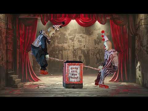 2 Clowns auf einer Wippe 125 cm Animatronik
