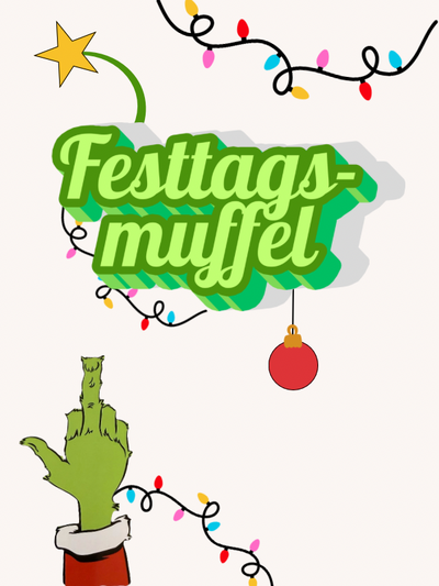 Grüne cartoonhand in rot weißem ärmel zeigt mittelfinger geste aus der kollektion festtagsmuffel