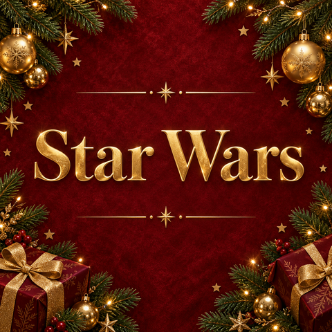 Black line-art star wars logo mit retro gestreiftem design aus einer star wars sammlung