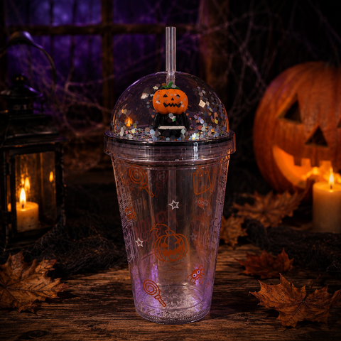 LED-Trinkbecher mit Strohhalm