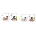 Klare trinkglas mit henkel 350ml aus glas mit grinch-motiv in grün und schwarzem deutschem text ich hasse weihnachten