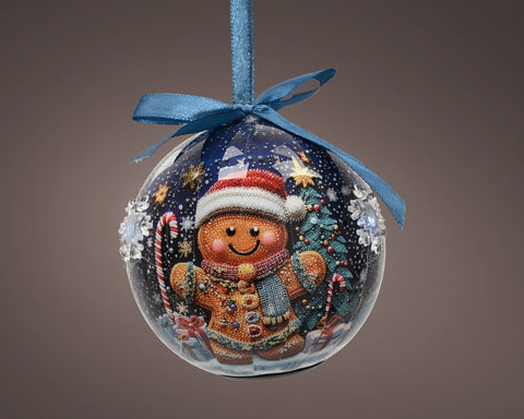 LED Kugel Lebkuchen Flash-Effekt nachtblau 8cm