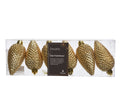 Zapfen bruchfest Glitter 6er hell gold 4.5x8cm