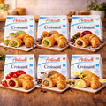 Sechs pakete antonelli croissants gefüllt 225-250 g mit verschiedenen geschmacksrichtungen und goldbraunen teigwaren