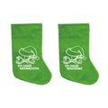 Nikolaussocke festtagsmuffel in leuchtendem grün mit weißer grinch-silhouette und sprüchen ich hasse weihnachten geschenke
