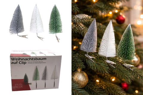 Weihnachtsbaum "Clip" 14cm, 3 Farben im Display
