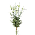 Ein bund künstlicher salbeiblumen mit zarten weißen blüten und grünen stielen, 48 cm, mit rustikalem twine gebunden