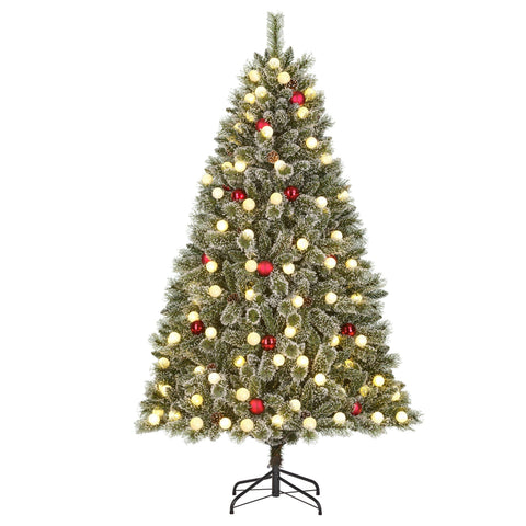 Kaprun Weihnachtsbaum gruen frosted rot 140L TIPS 790 und Timer - h180xd108cm