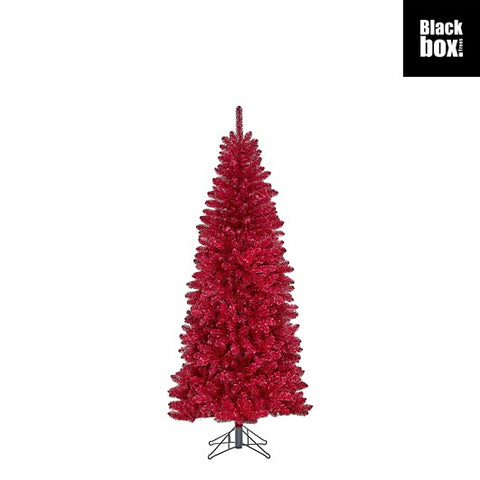 Roter glitzernder künstlicher colchester weihnachtsbaum mit schwarzem metallständer h185xd84cm