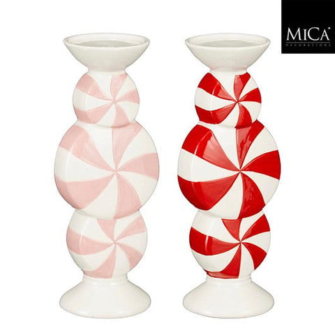 Kerzenstaender Zuckerstange rot l10xb8xh25