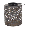 Dunkelgraue metall solarlaterne mit filigranen blumenmustern und rundem griff 22x22x28cm schwarz