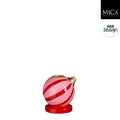 Kerzenständer d.rosa l7,5xb7xh8cm pink rot gestreifter keramik kerzenhalter mit goldfarbenem deckel