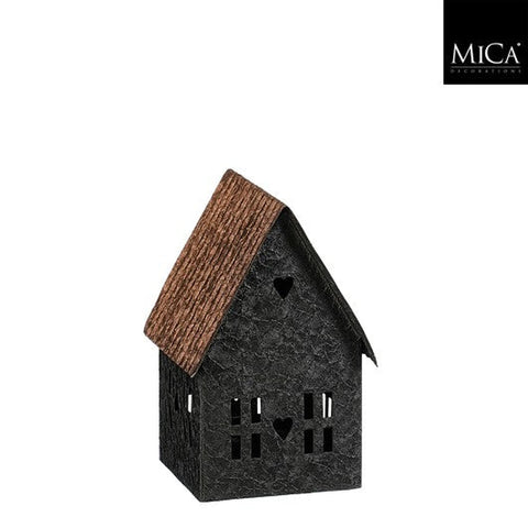 Windlicht Haus schwarz - l9xb8xh13cm
