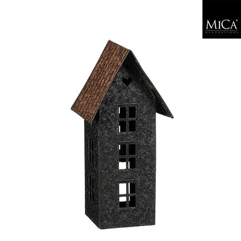 Windlicht Haus schwarz - l9xb9xh22cm