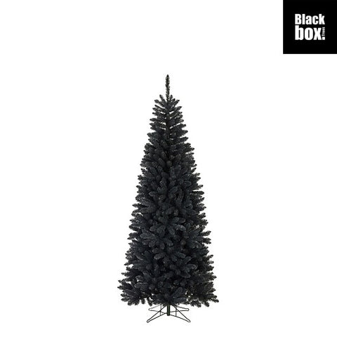Schwarzer künstlicher colchester weihnachtsbaum mit dichten dunkelgrünen nadeln und stabilem metallständer h185xd84cm