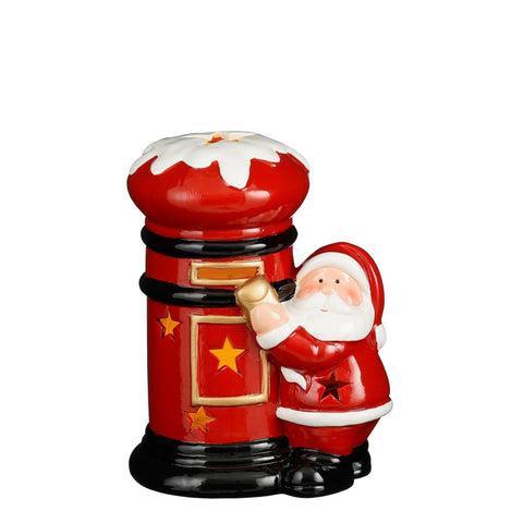 Dekoration Briefkasten Weihnachtsmann rot led batteriebetrieben - l15xb10xh20cm