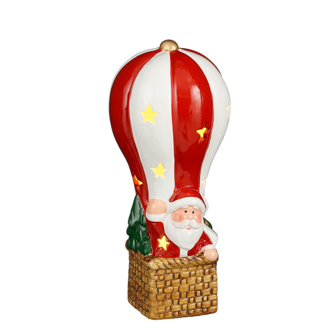 Dekoration Luftballon Weihnachtsmann rot led batteriebetrieben - l10xb10xh22cm
