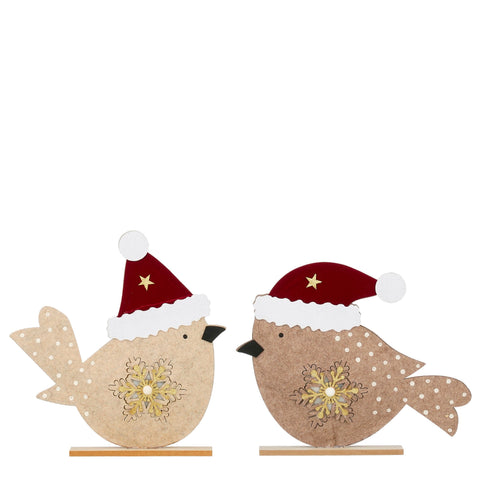 Dekoration Vogel beige braun Sortiment 2 FSC Mix - l30xb5xh36cm