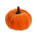 Orangener samt-kürbis 7x4 cm mit schwarzem stiel und samtiger oberfläche