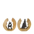 Baum mit Rentier Mangoholz 27x5x27 cm
