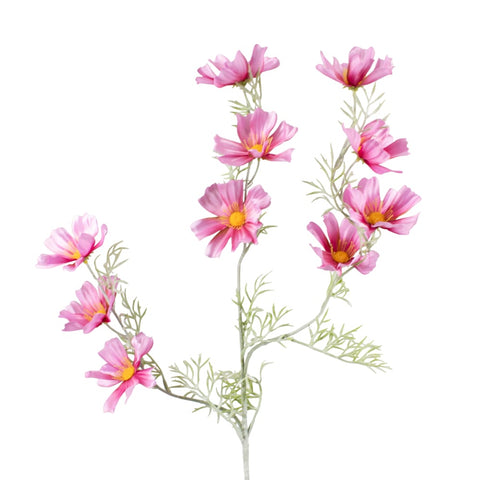 Künstliche dunkelrosa chrysantheme mit zarten blüten und gelben mittelpunkten 90x40x15 cm mit kunststielen