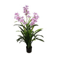 A tall artificial orchid plant orchidee lila 40x40x150cm with delicate lavender-pink blossoms in a sleek black pot