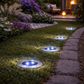 Silberne runde solar bodenleuchte 12cm mit blauer led beleuchtung für wegbeleuchtung