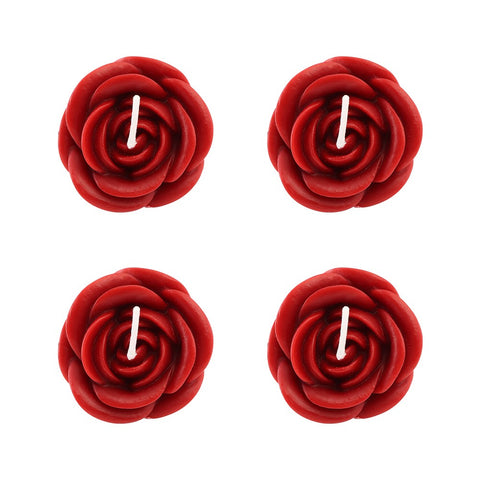 Kerzen "Rosen" rot 4er Set 5x3.5 cm