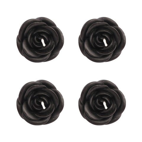 Kerzen "Rosen" schwarz 4er Set 5x3.5 cm